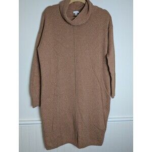 J.Jill Women's Sweater Dress Sz Small Cowl Neck Long Sleeve Stretch Camel Brown